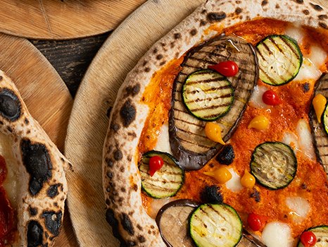 Vegetariana pizza with eggplant and zucchini